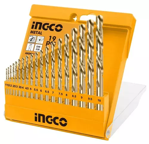 INGCO, Dəmir sverlo dəsti, 1-10mm 19 parça,  AKDB1195