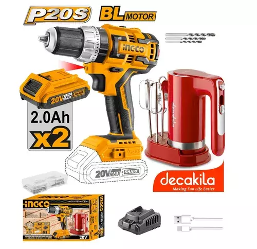 INGCO 2 akkumulyatorlu drel-mikser, COSLI23023