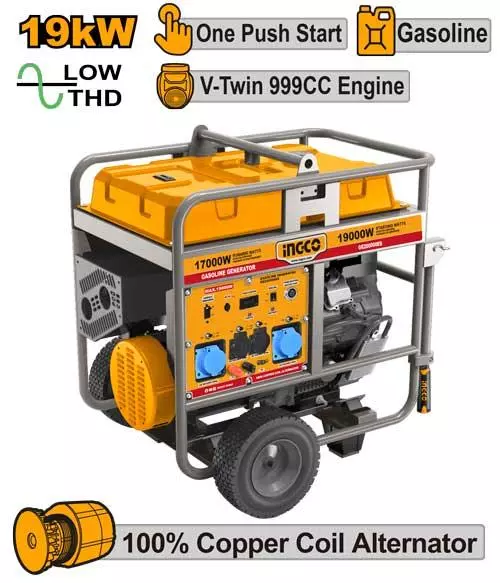 INGCO Benzinli generator 19KW, açarlı monofaz, GE200006ES