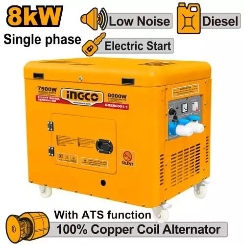 INGCO Dizel generator 8KW kabinli monofaz, GSE80001