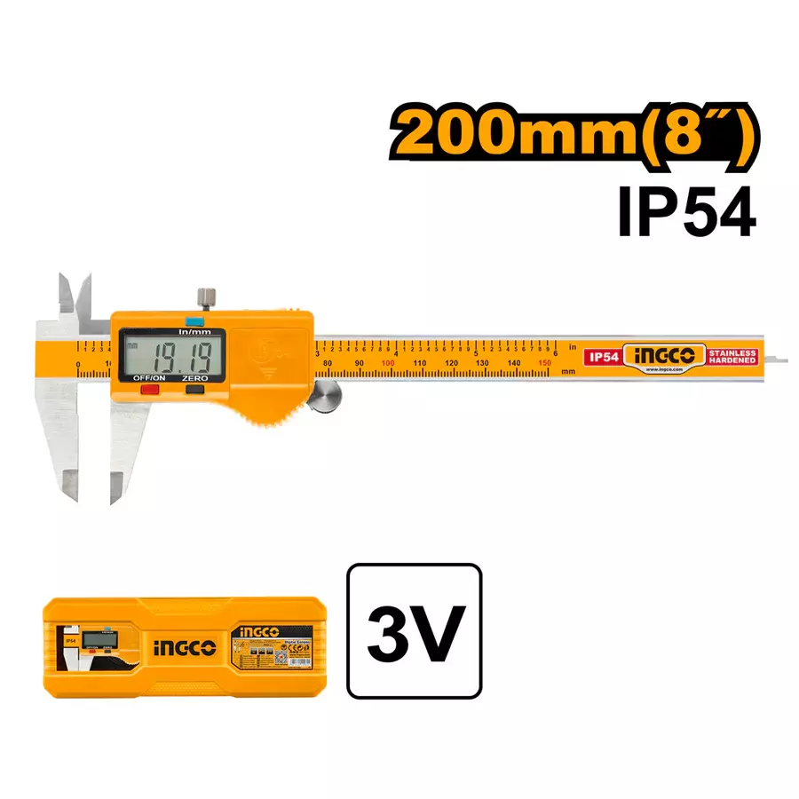 INGCO Rəqəmsal Ştrengel IP54, 0-200mm, HDCD28200