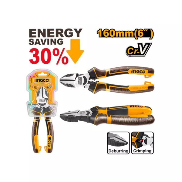 INGCO Diaqonal Kəsici Kəlbətin Yüksək Ötürücülüklü Cr-V, 6" / 160mm, HHLDCP28160