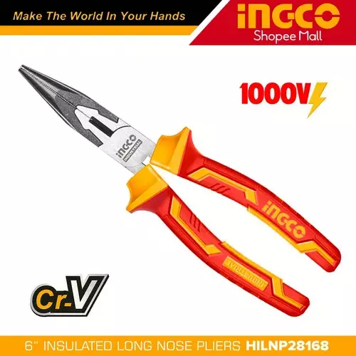 INGCO Uzunburun Kəlbətin İzolyasiyalı 1000V Cr-V, 6" / 160 mm, HILNP28168