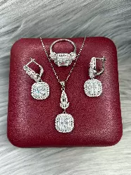 Gümüş dəst 925 əyar zirkon qaşlı, 17.44gr, GB_CD9578