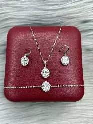 Gümüş dəst 925 əyar zirkon qaşlı, boyunbağı, qolbağ, 8.93gr, GB_CD9629