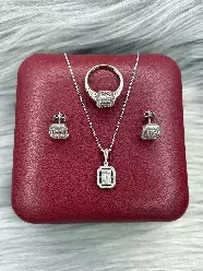 Gümüş dəst 925 əyar zirkon qaşlı, üzük, boyunbağı, 7.1gr, GB_CD9636