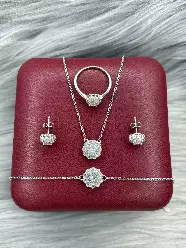 Gümüş dəst 925 əyar zirkon qaşlı, üzük, boyunbağı, qolbağ, 11.29gr, GB_CD9638