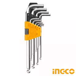 INGCO Altıbucaq Açar Dəsti Uzun Qollu Cr-V, 9 əd, 1.5–10mm, HHK12092