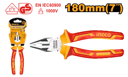 INGCO Kombinə Kəlbətin İzolyasiyalı 1000V Cr-V Industrial, 7" / 180 mm, HICP28188